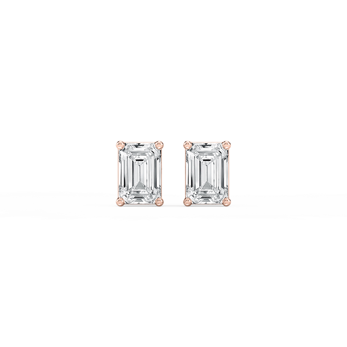 Emerald Lab Grown Diamond Classic Four Prong Basket Threaded Stud Earrings
