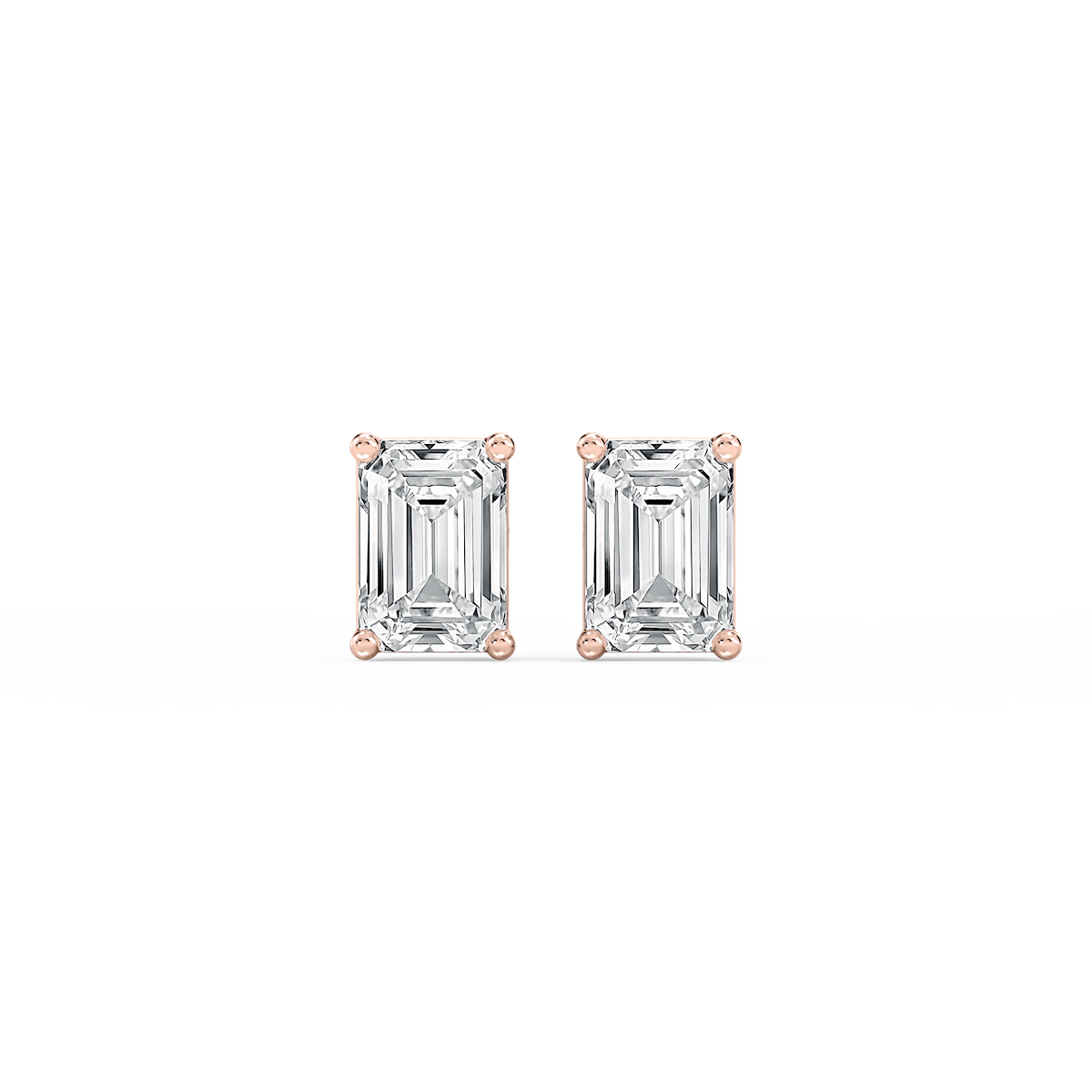 Emerald Lab Grown Diamond Classic Four Prong Basket Threaded Stud Earrings