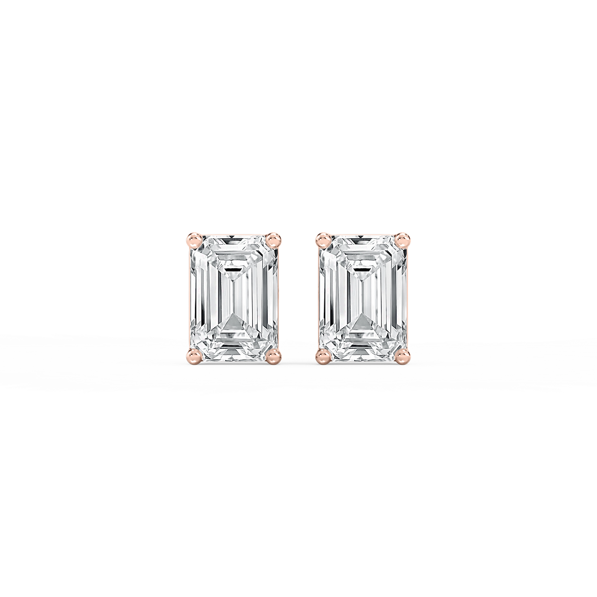 Emerald Lab Grown Diamond Classic Four Prong Basket Threaded Stud Earrings