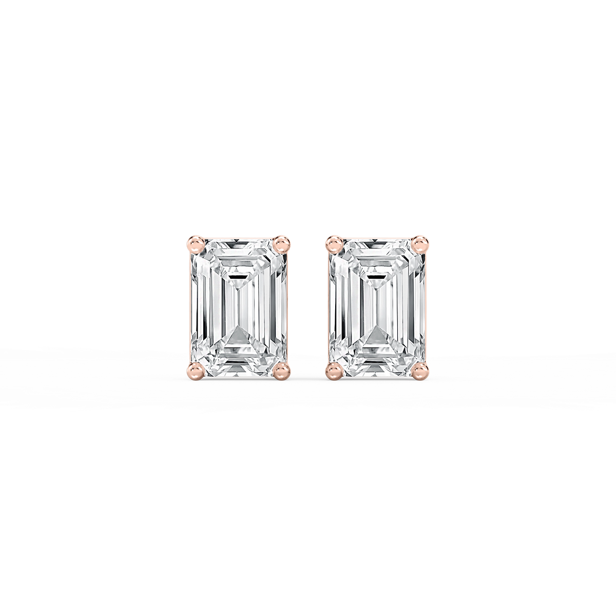 Emerald Lab Grown Diamond Classic Four Prong Basket Threaded Stud Earrings