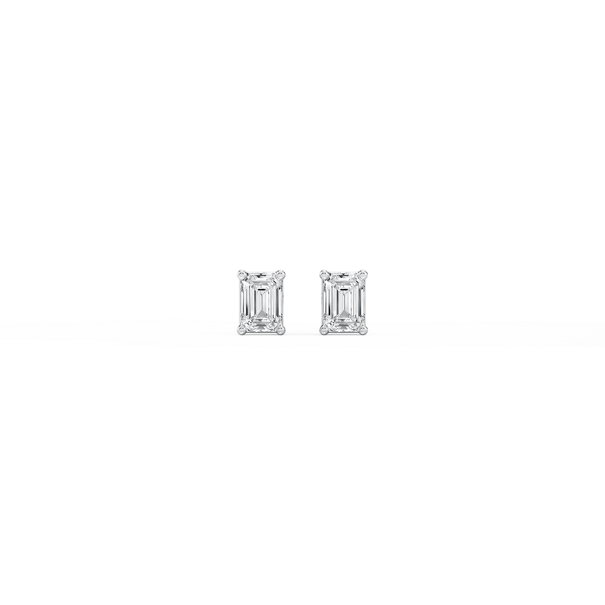 Emerald Lab Grown Diamond Classic Four Prong Basket Threaded Stud Earrings