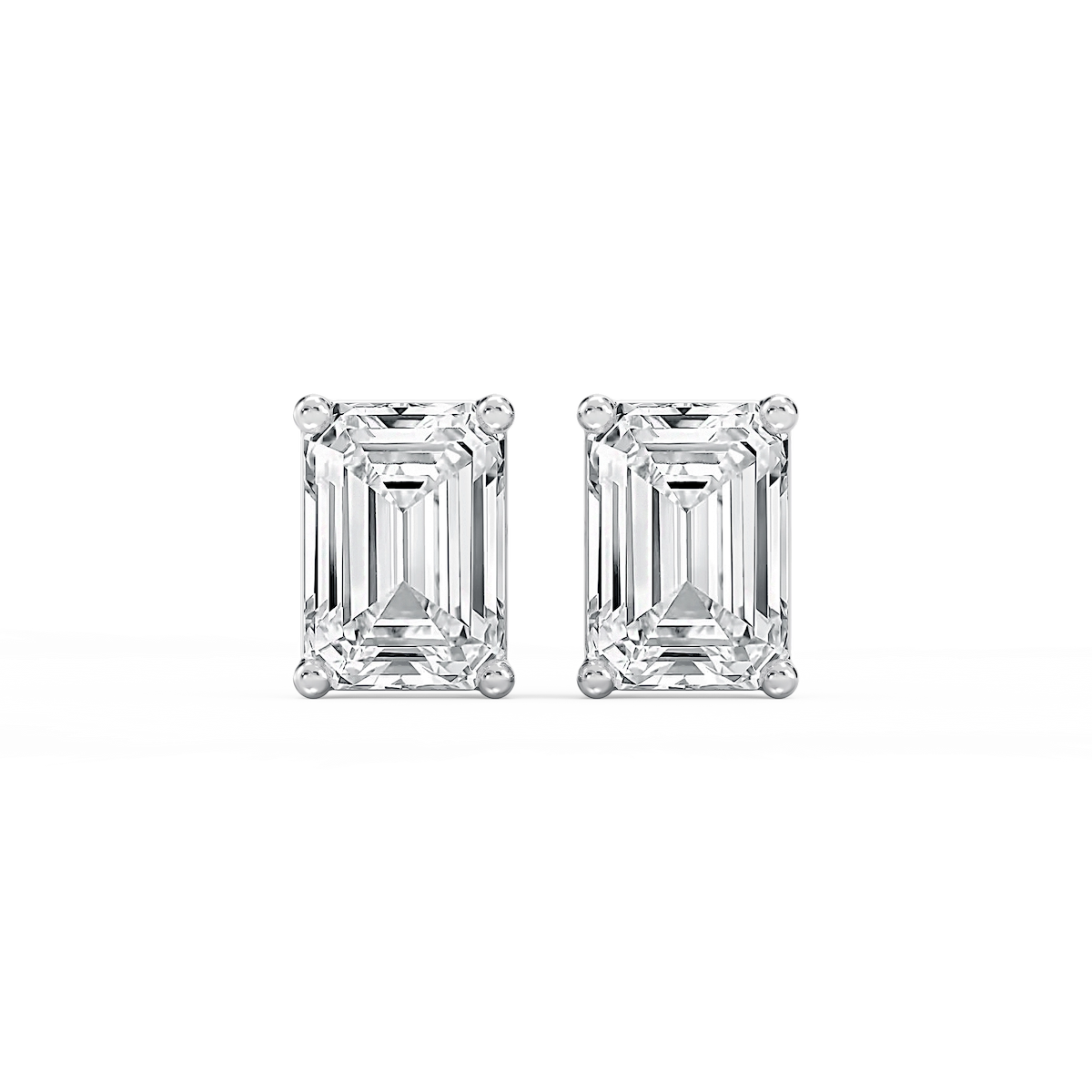 Emerald Lab Grown Diamond Classic Four Prong Basket Threaded Stud Earrings