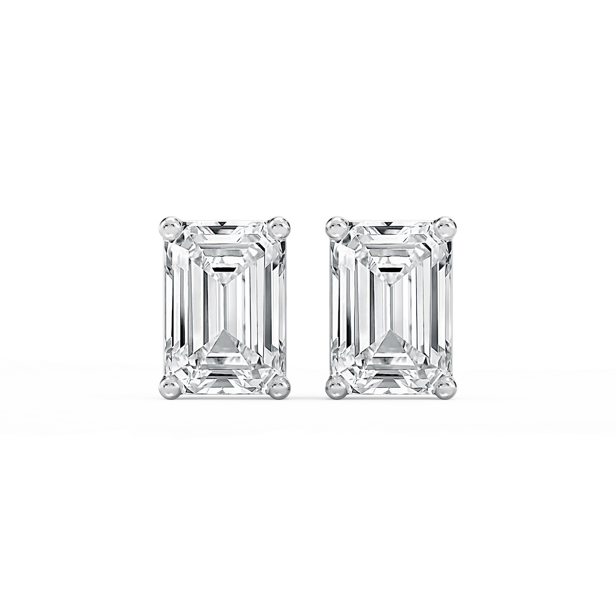 Emerald Lab Grown Diamond Classic Four Prong Basket Threaded Stud Earrings