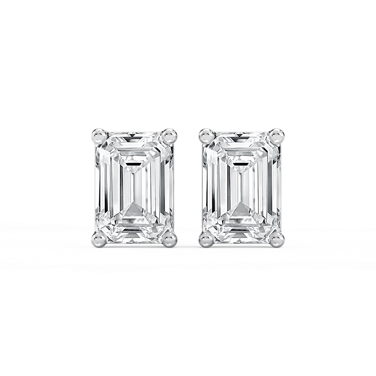 Emerald Lab Grown Diamond Classic Four Prong Basket Threaded Stud Earrings