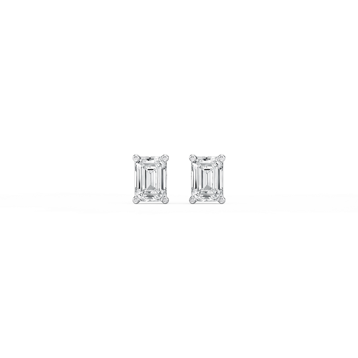 Emerald Lab Grown Diamond Classic Four Prong Basket Threaded Stud Earrings