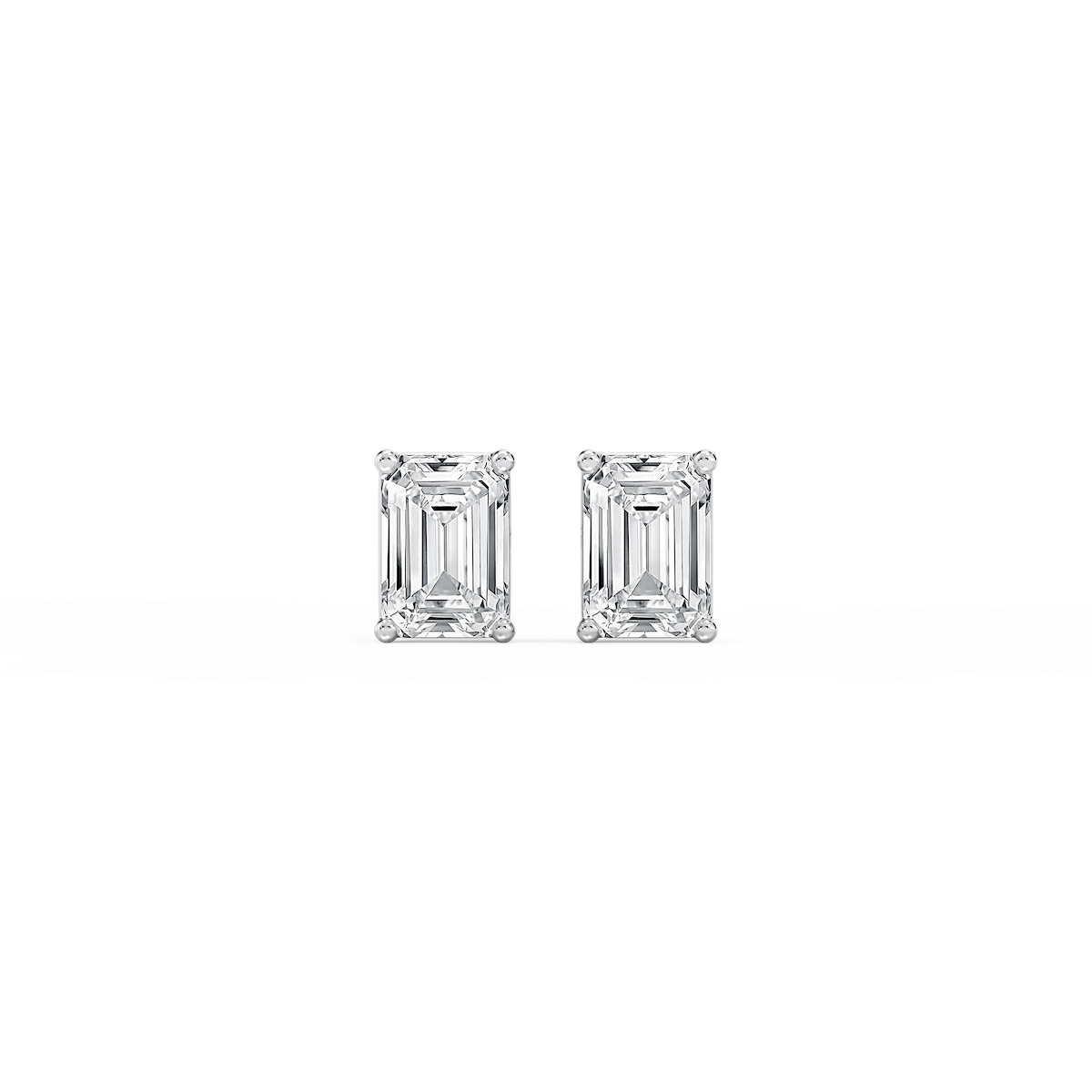 Emerald Lab Grown Diamond Classic Four Prong Basket Threaded Stud Earrings
