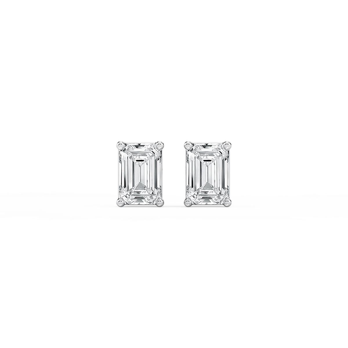 Emerald Lab Grown Diamond Classic Four Prong Basket Threaded Stud Earrings