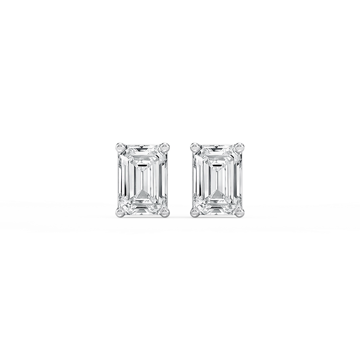 Emerald Lab Grown Diamond Classic Four Prong Basket Threaded Stud Earrings