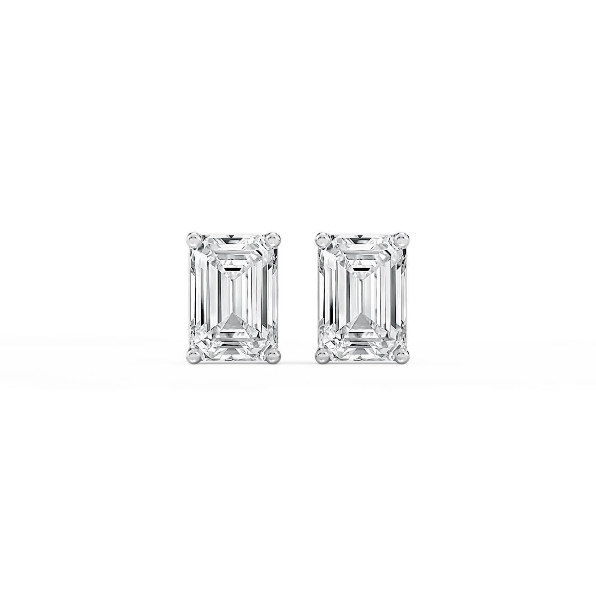 Emerald Lab Grown Diamond Classic Four Prong Basket Threaded Stud Earrings