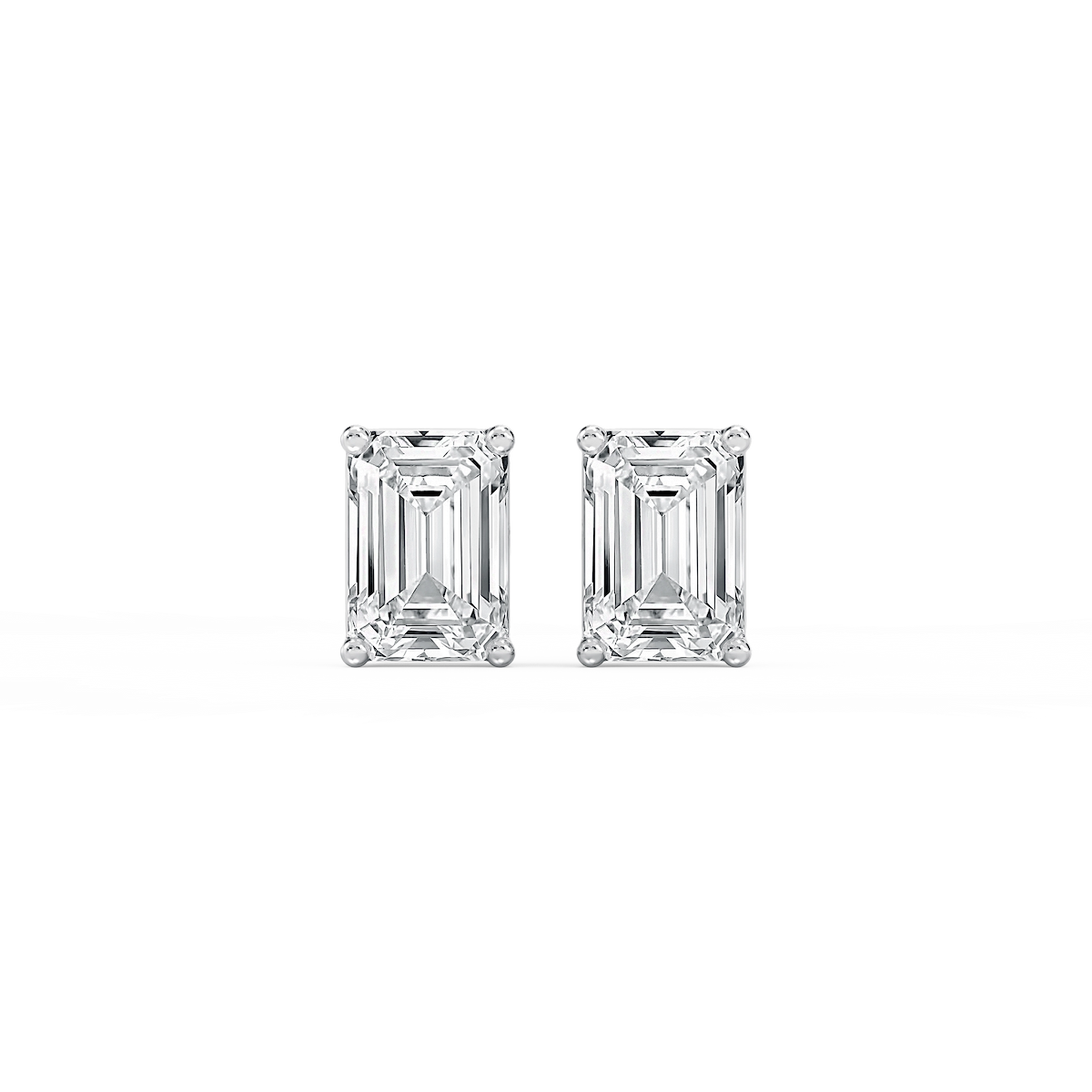 Emerald Lab Grown Diamond Classic Four Prong Basket Threaded Stud Earrings