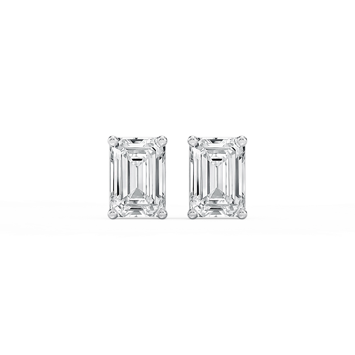 Emerald Lab Grown Diamond Classic Four Prong Basket Threaded Stud Earrings