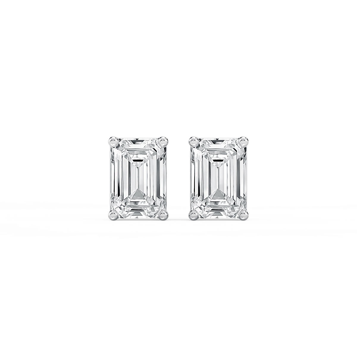 Emerald Lab Grown Diamond Classic Four Prong Basket Threaded Stud Earrings