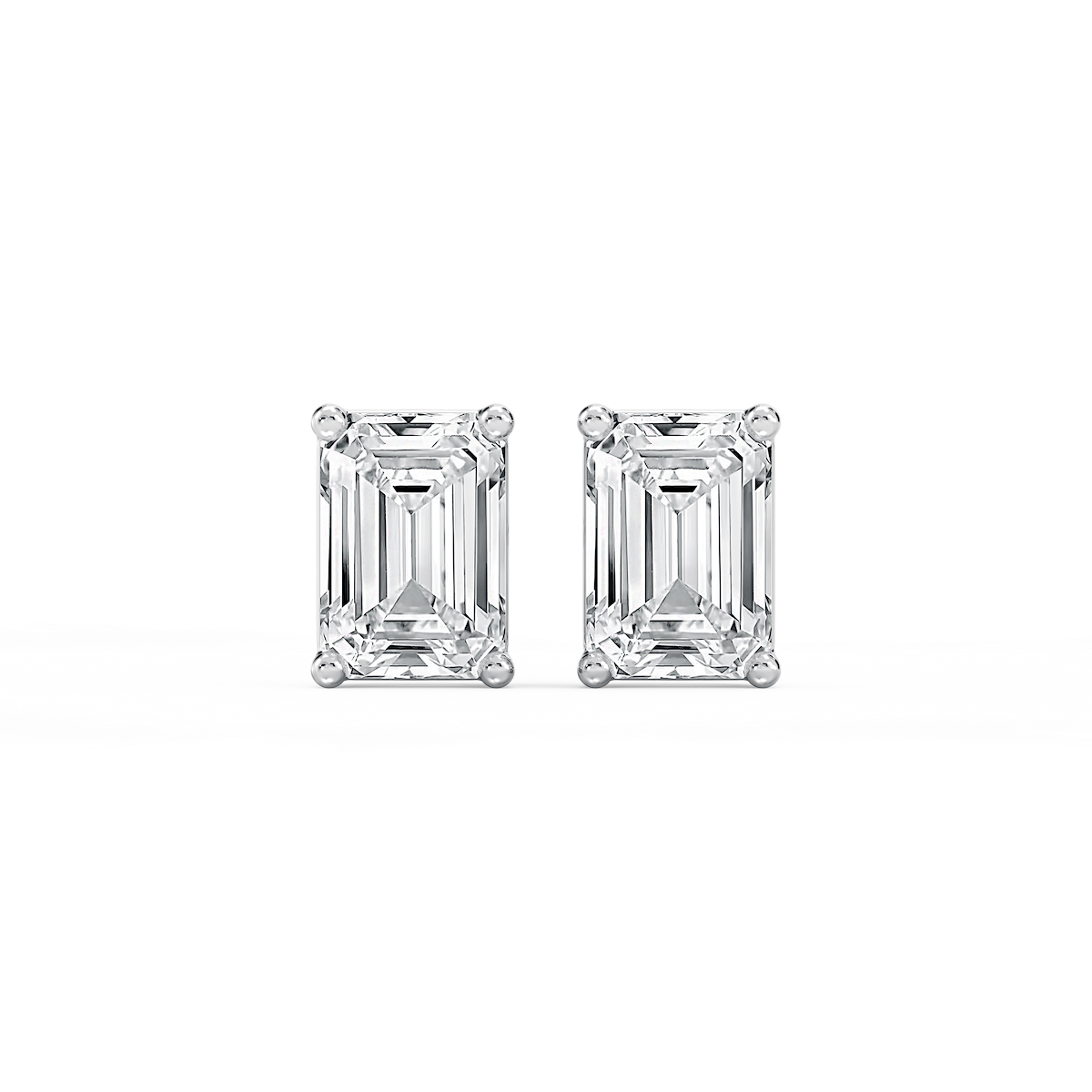 Emerald Lab Grown Diamond Classic Four Prong Basket Threaded Stud Earrings