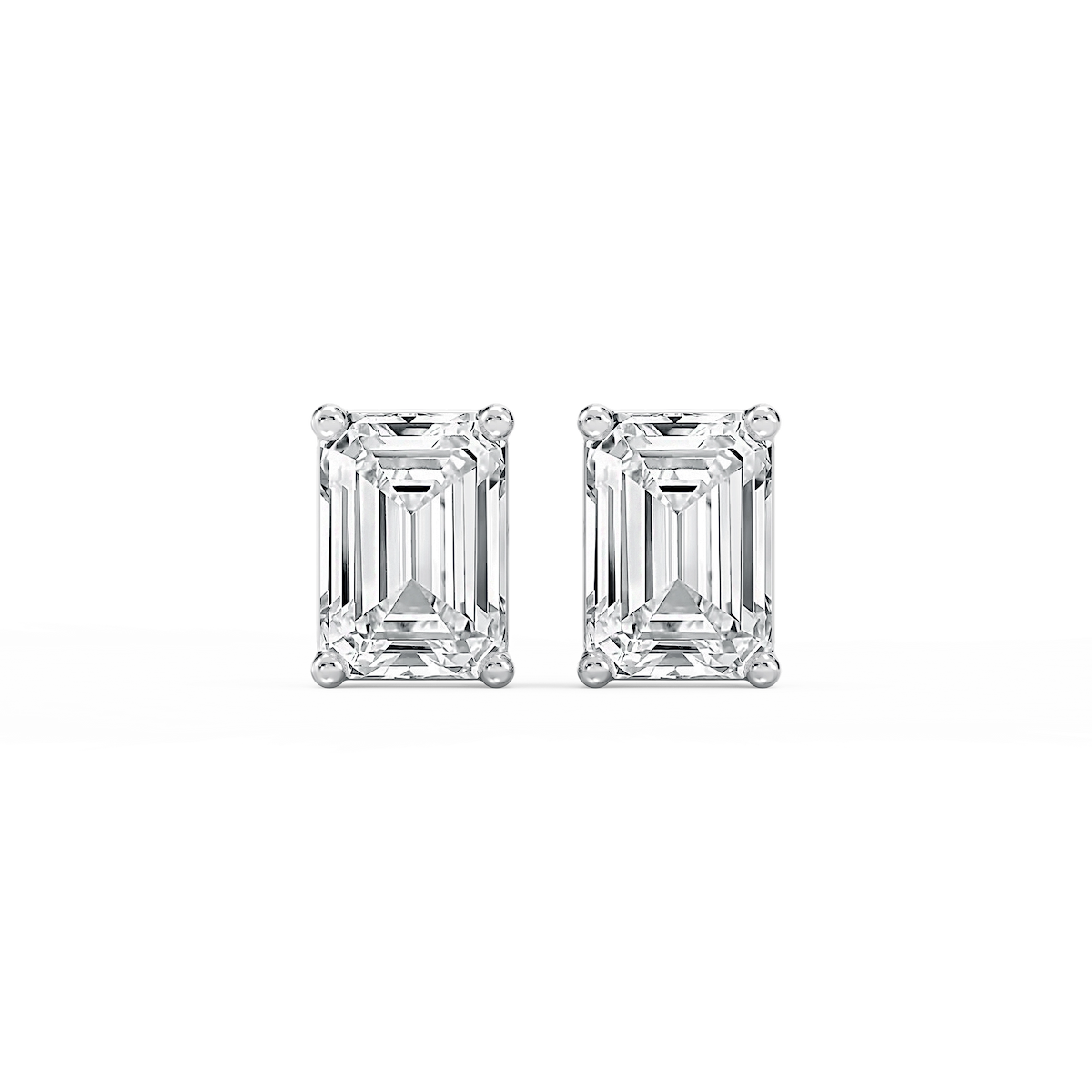 Emerald Lab Grown Diamond Classic Four Prong Basket Threaded Stud Earrings