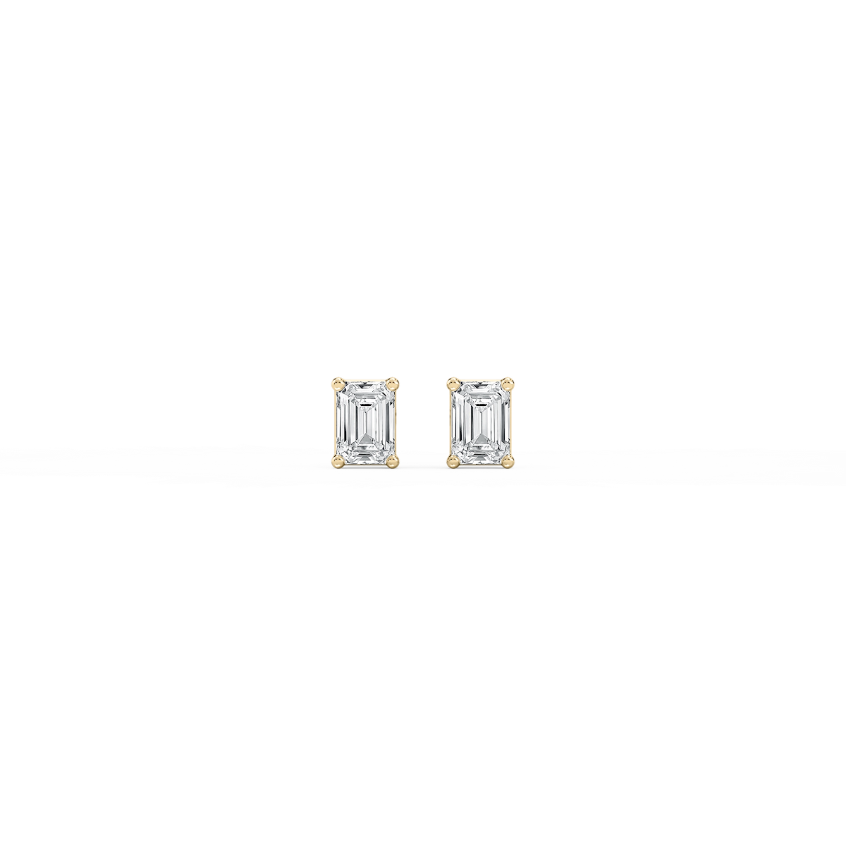 Emerald Lab Grown Diamond Classic Four Prong Basket Threaded Stud Earrings