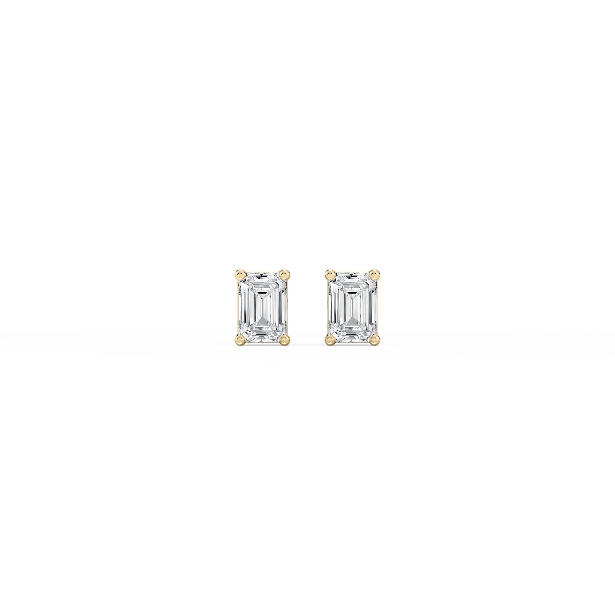 Emerald Lab Grown Diamond Classic Four Prong Basket Threaded Stud Earrings