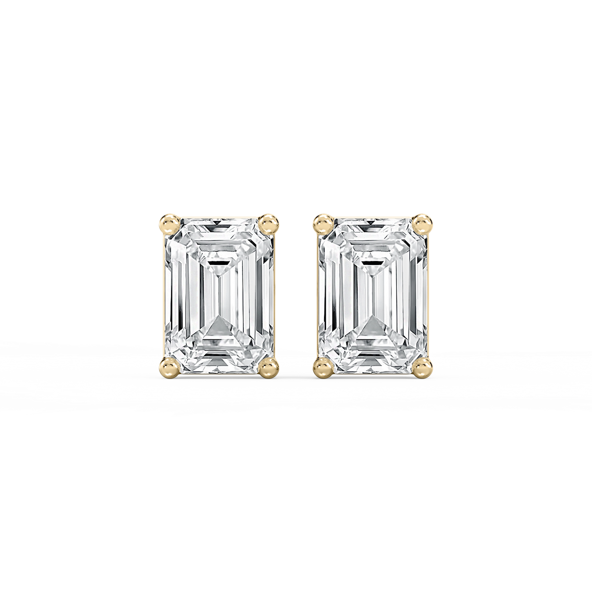 Emerald Lab Grown Diamond Classic Four Prong Basket Threaded Stud Earrings