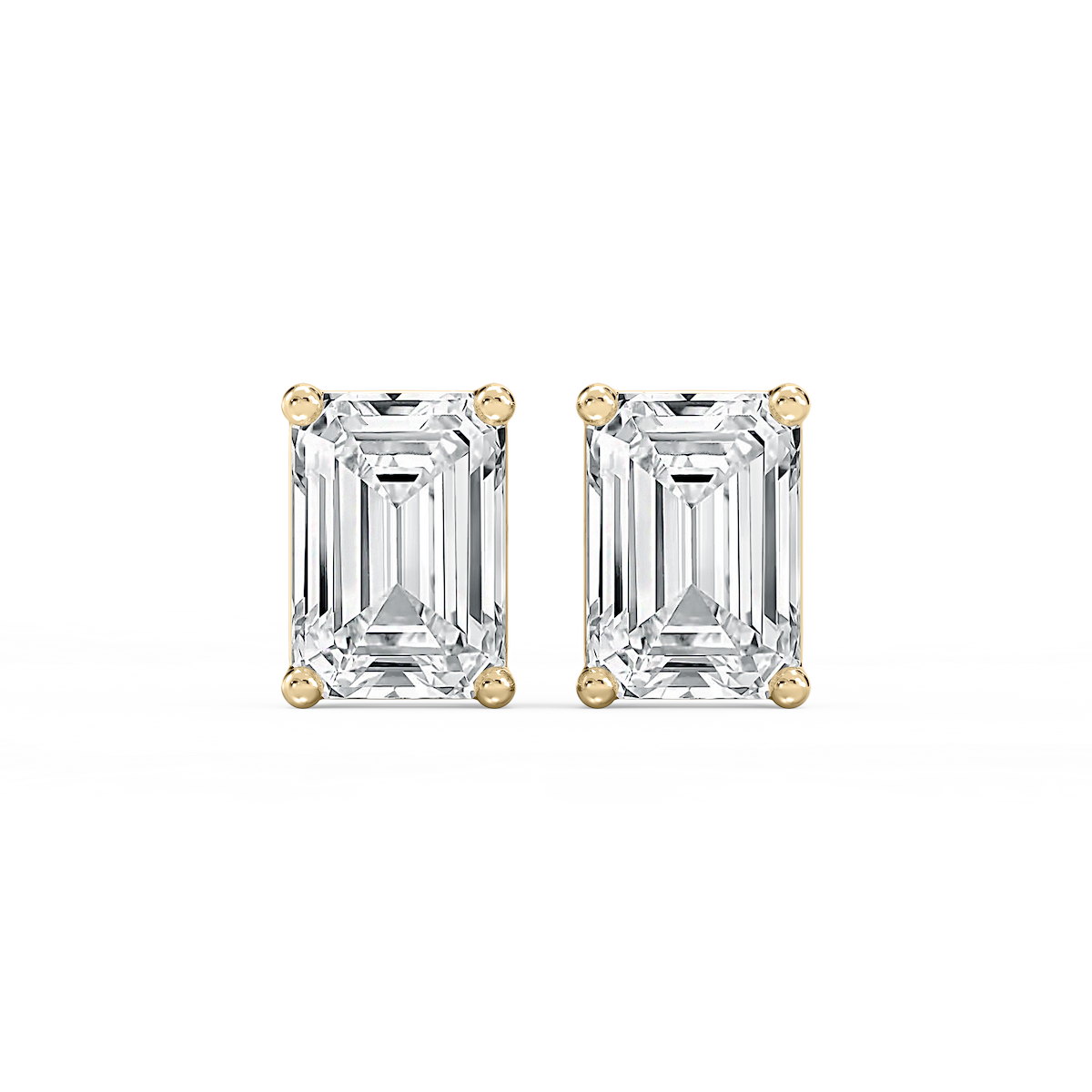 Emerald Certified Lab Grown Diamond Classic Four Prong Basket Threaded Stud Earrings