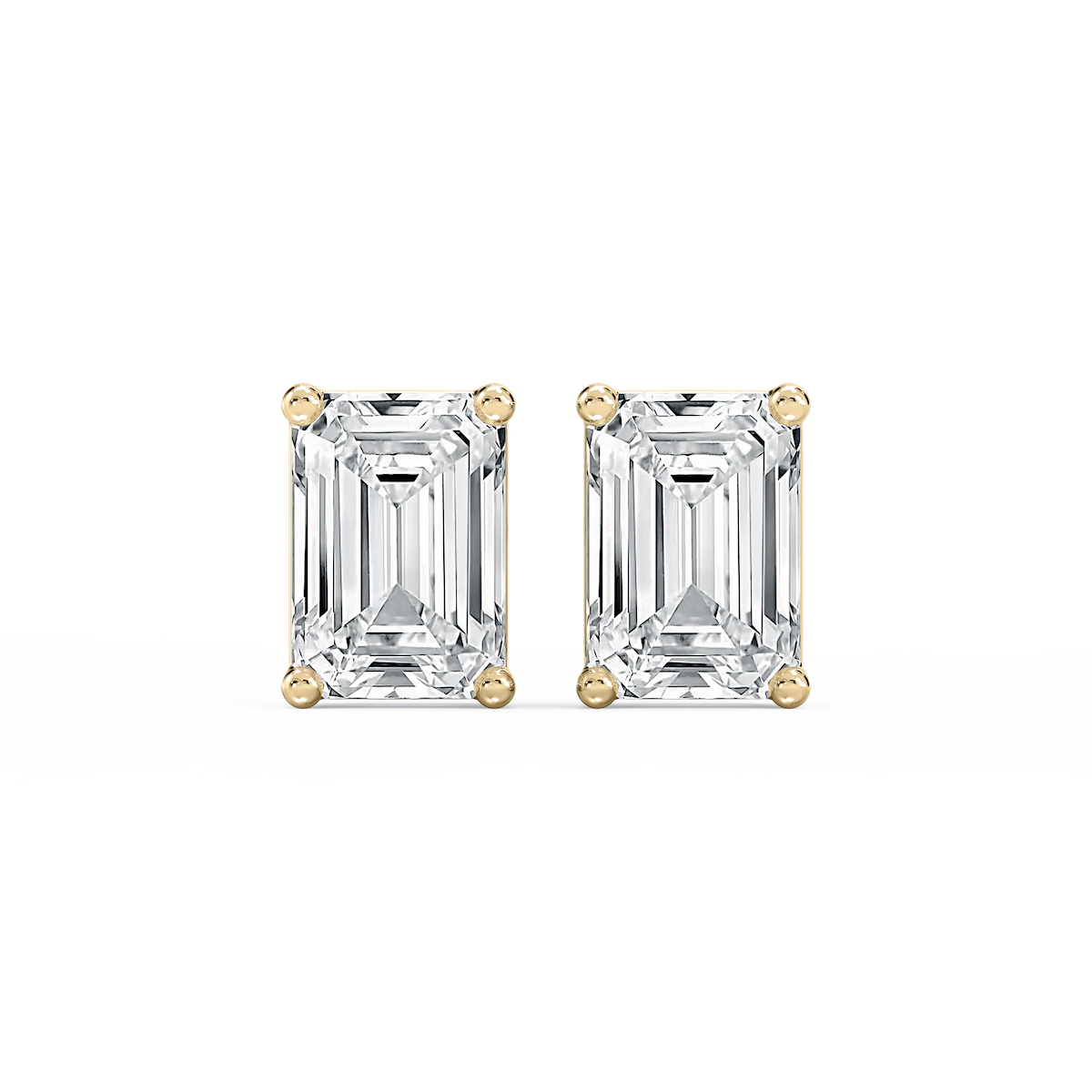 Emerald Lab Grown Diamond Classic Four Prong Basket Threaded Stud Earrings