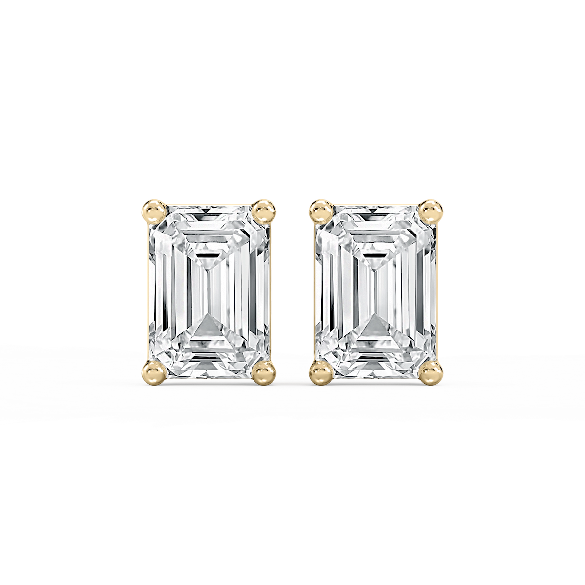 Emerald Lab Grown Diamond Classic Four Prong Basket Threaded Stud Earrings