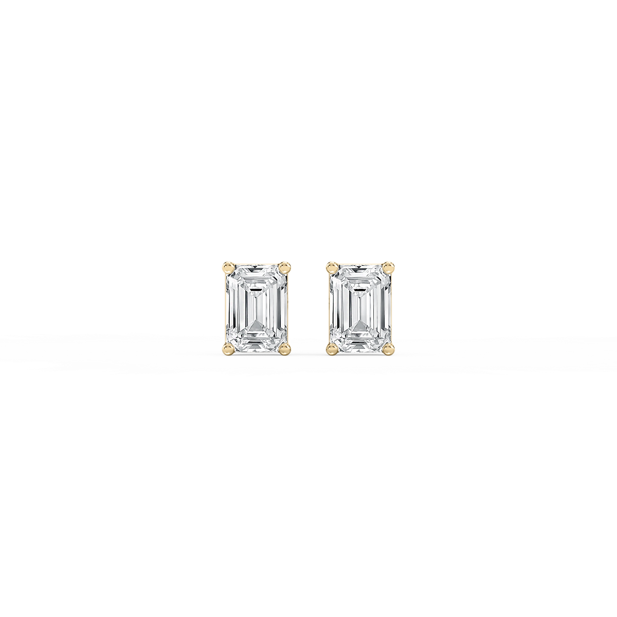 Emerald Lab Grown Diamond Classic Four Prong Basket Threaded Stud Earrings