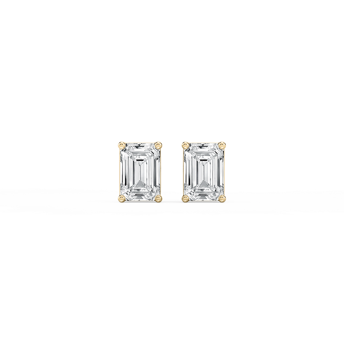 Emerald Lab Grown Diamond Classic Four Prong Basket Threaded Stud Earrings