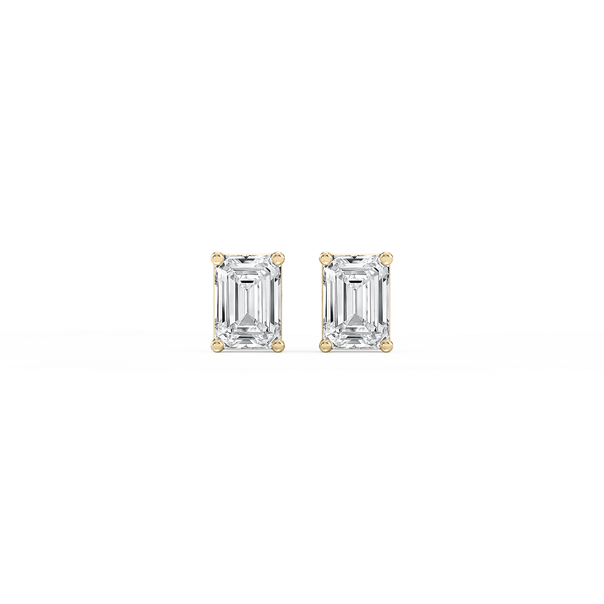 Emerald Lab Grown Diamond Classic Four Prong Basket Threaded Stud Earrings
