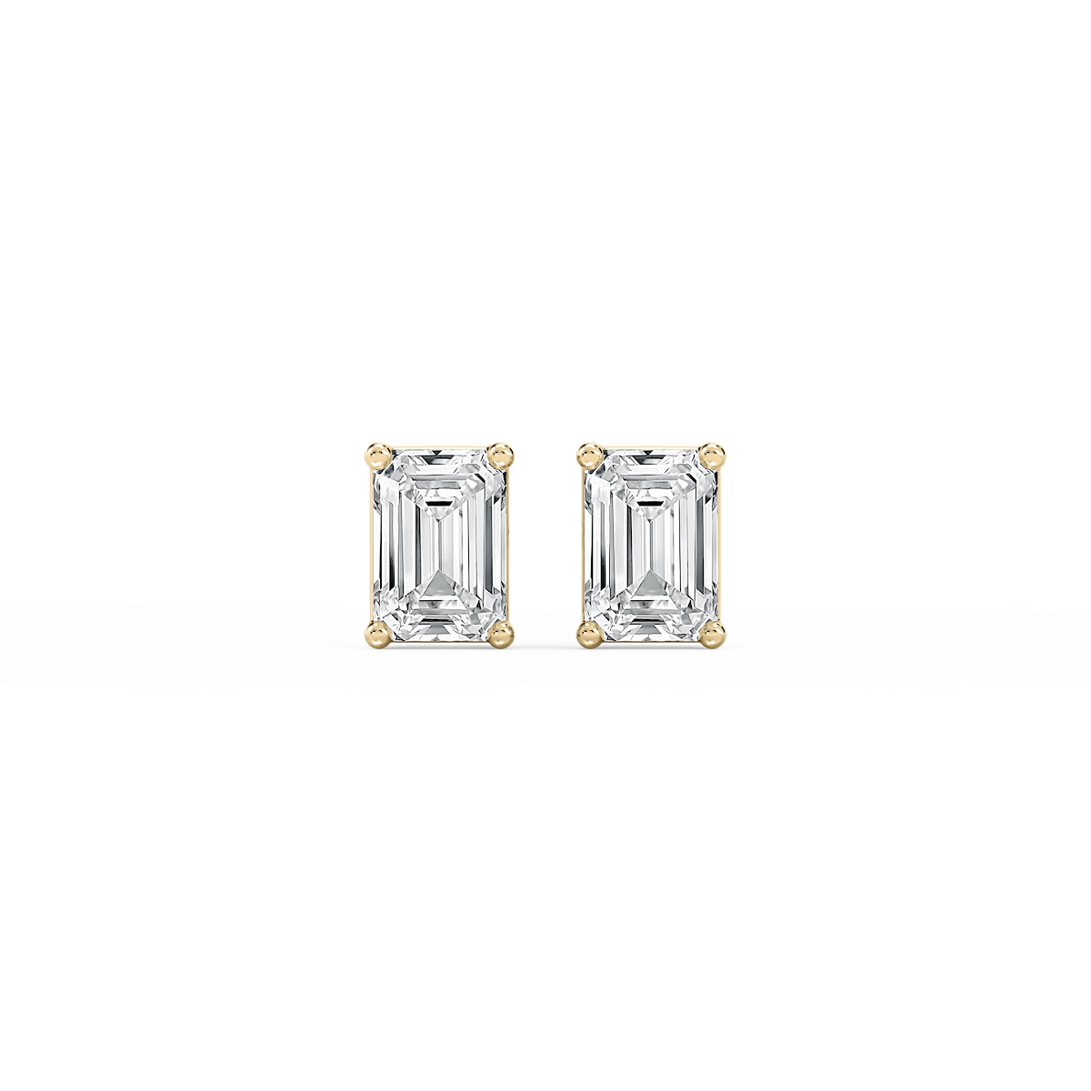 Emerald Lab Grown Diamond Classic Four Prong Basket Threaded Stud Earrings