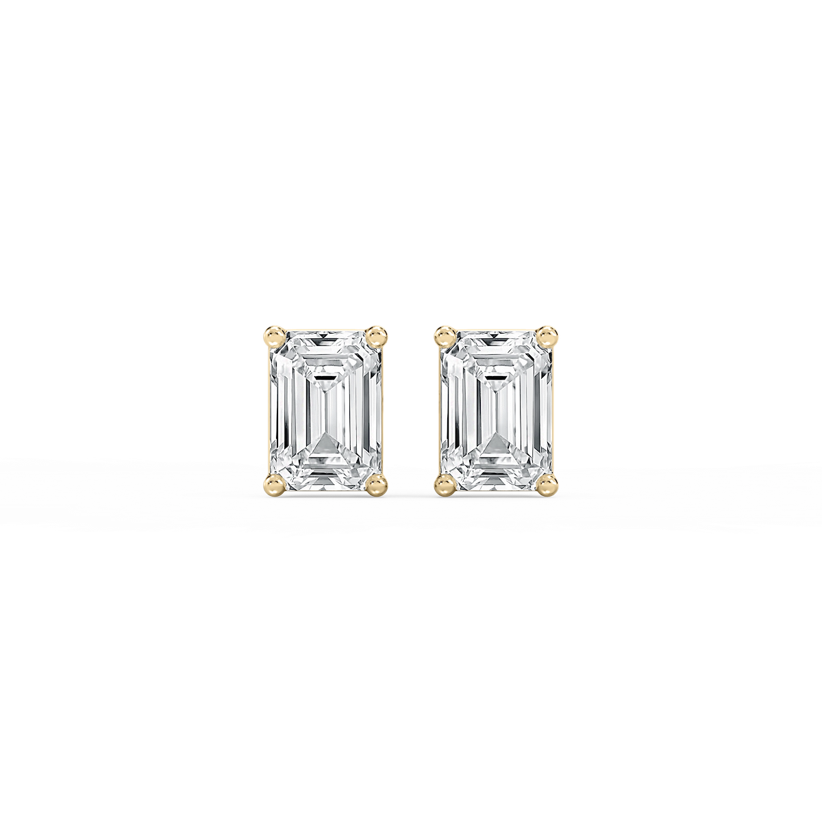 Emerald Lab Grown Diamond Classic Four Prong Basket Threaded Stud Earrings