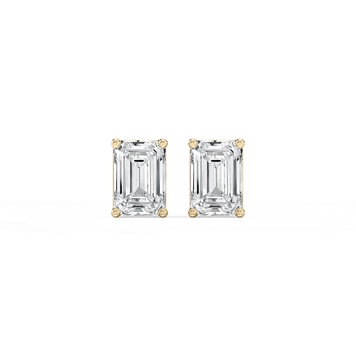 Emerald Lab Grown Diamond Classic Four Prong Basket Threaded Stud Earrings