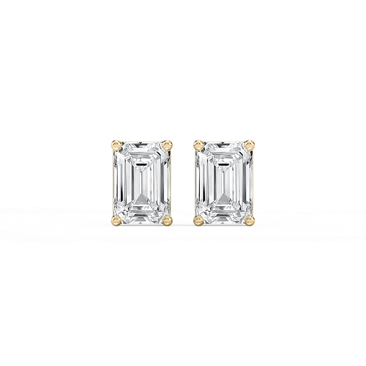 Emerald Lab Grown Diamond Classic Four Prong Basket Threaded Stud Earrings