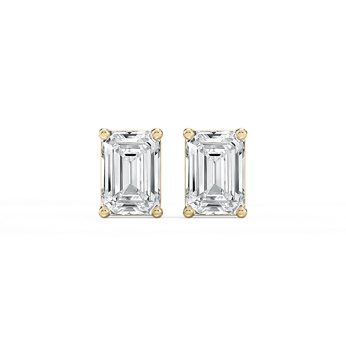 Emerald Lab Grown Diamond Classic Four Prong Basket Threaded Stud Earrings