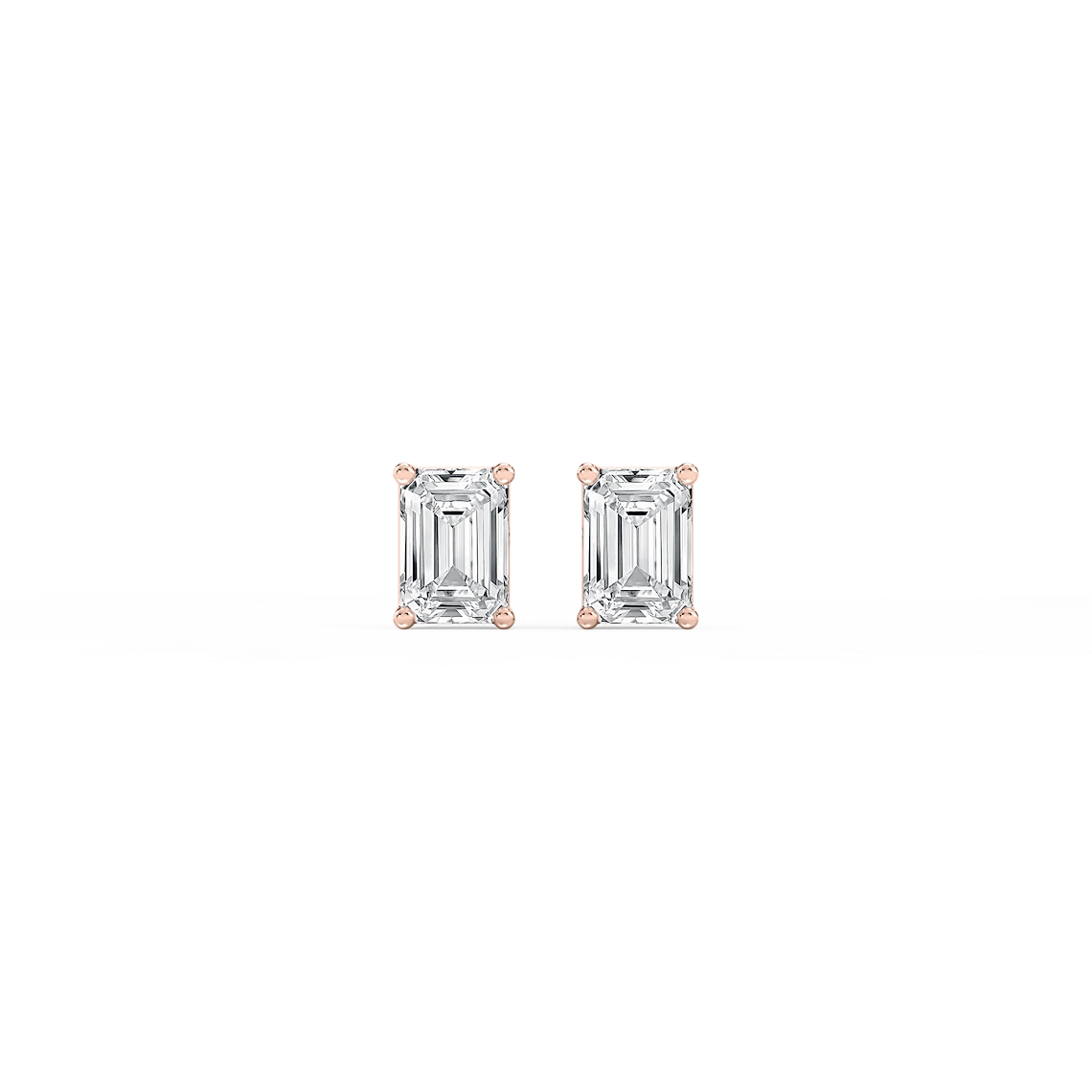 Emerald Lab Grown Diamond Classic Four Prong Threaded Back Stud Earrings