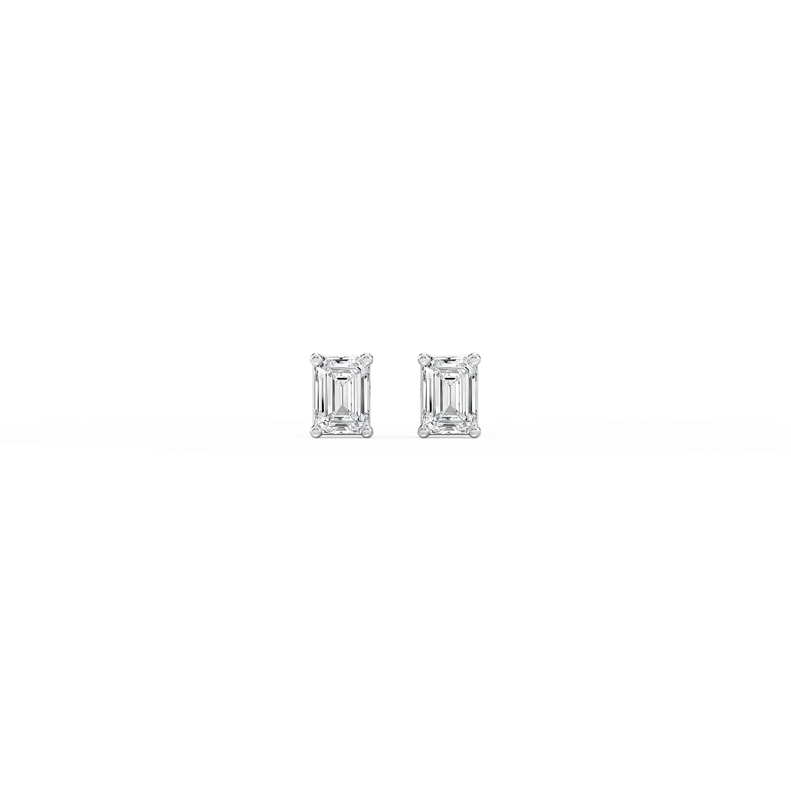 Emerald Lab Grown Diamond Classic Four Prong Threaded Back Stud Earrings