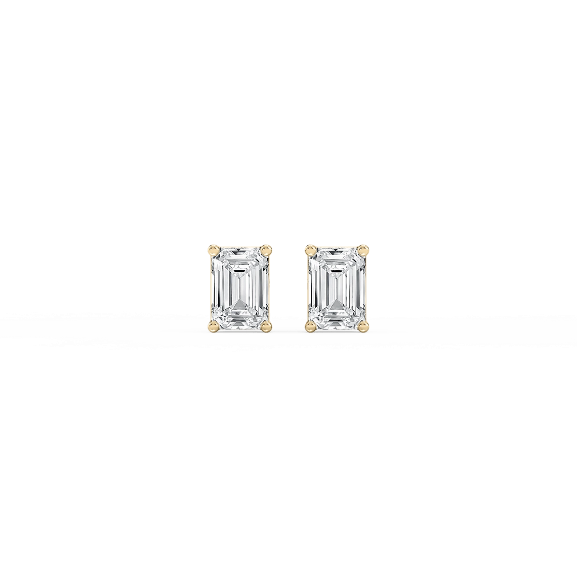 Emerald Lab Grown Diamond Classic Four Prong Threaded Back Stud Earrings