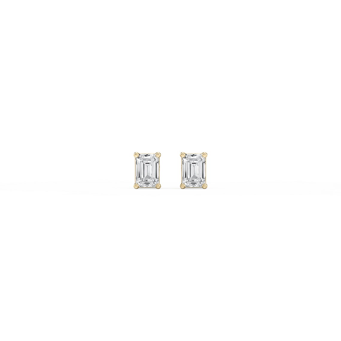 Emerald Lab Grown Diamond Classic Four Prong Threaded Back Stud Earrings