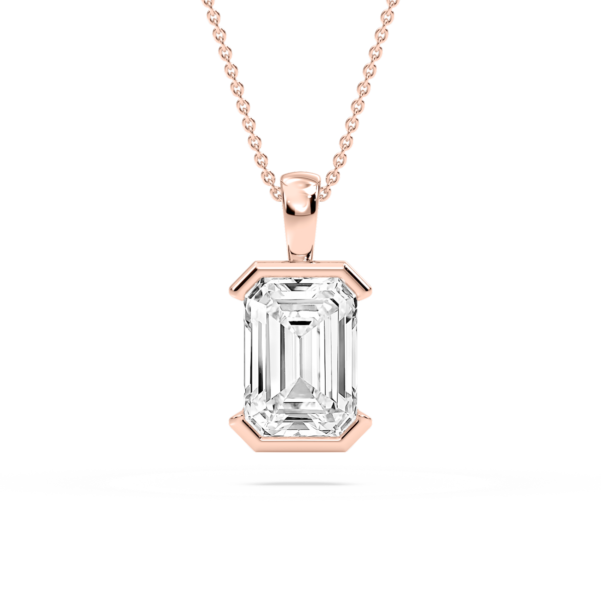 Emerald Lab Grown Diamond Half Bezel Solitaire Pendant
