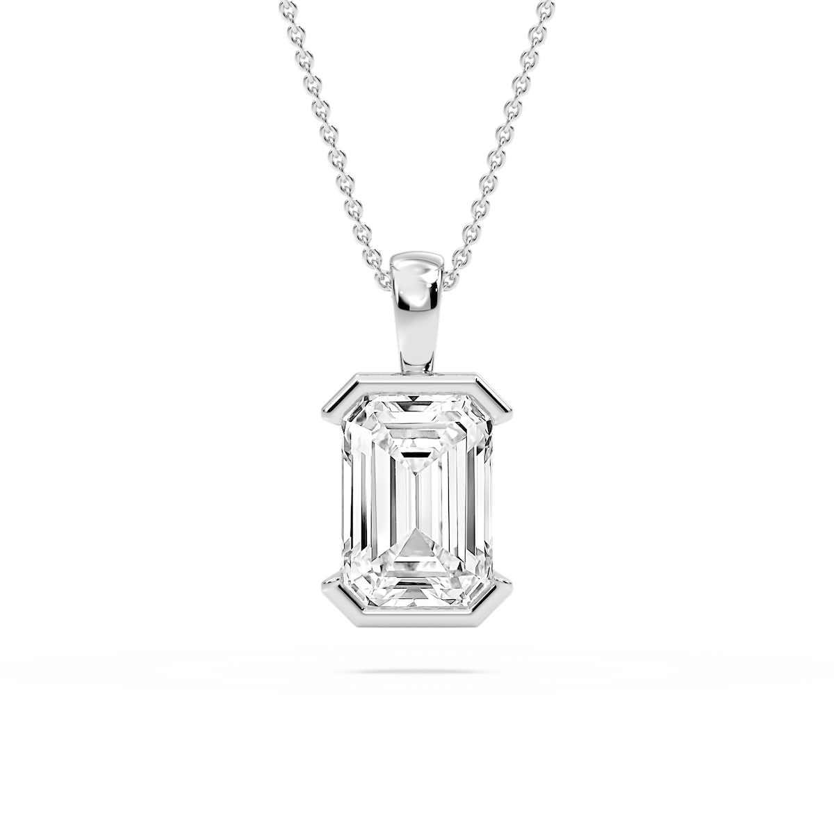 Emerald Lab Grown Diamond Half Bezel Solitaire Pendant