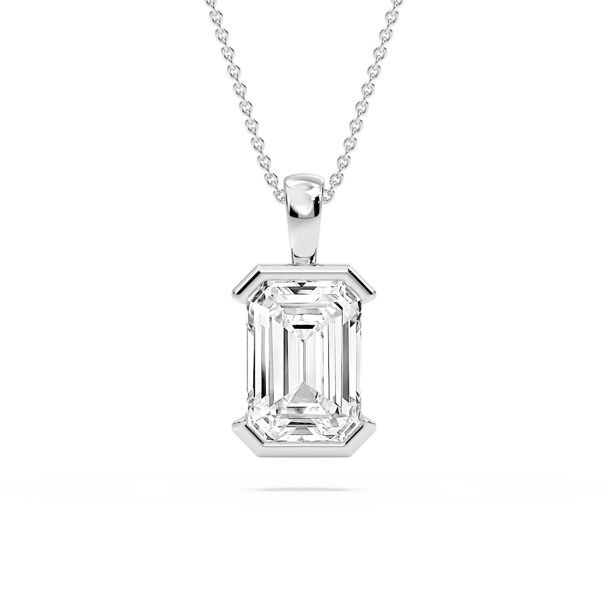 Emerald Lab Grown Diamond Half Bezel Solitaire Pendant