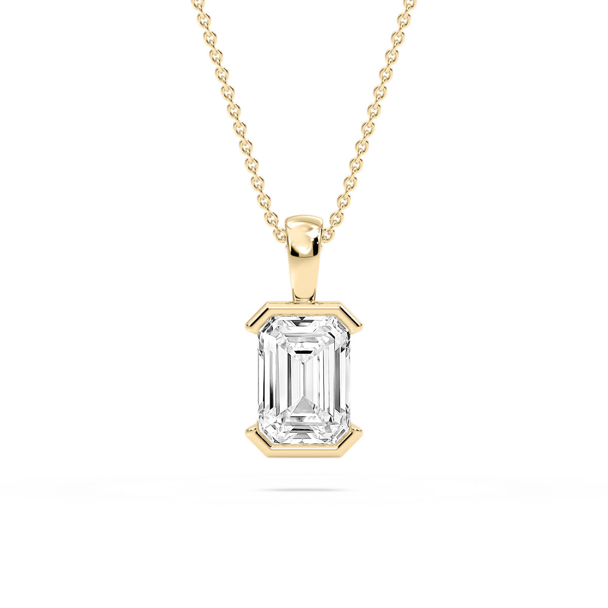 Emerald Lab Grown Diamond Half Bezel Solitaire Pendant