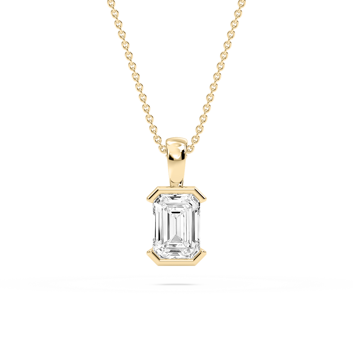 Emerald Lab Grown Diamond Half Bezel Solitaire Pendant