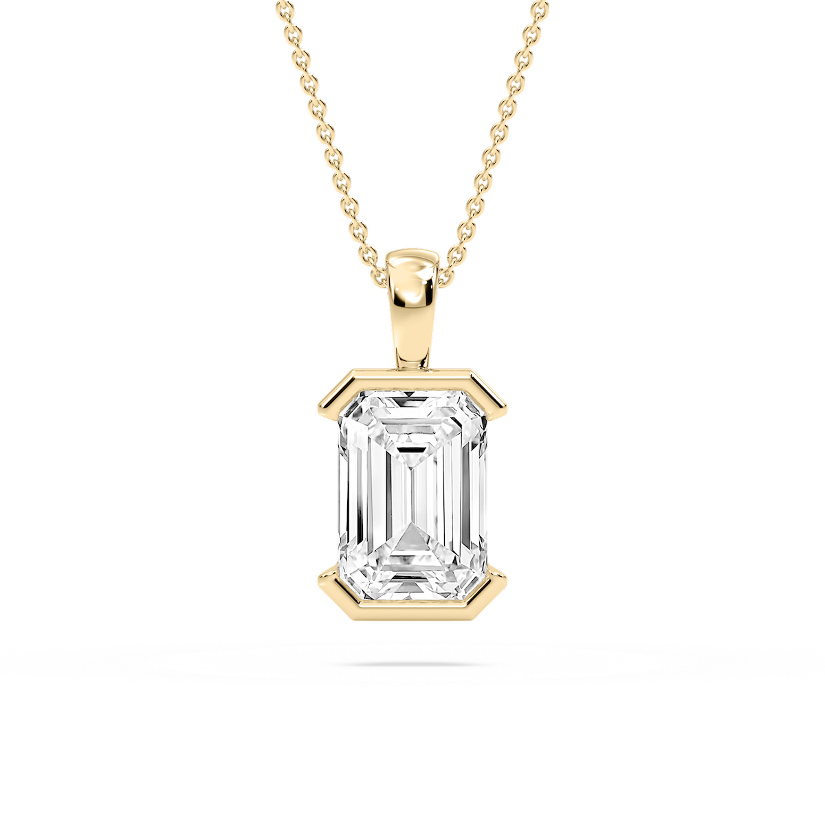 Emerald Lab Grown Diamond Half Bezel Solitaire Pendant