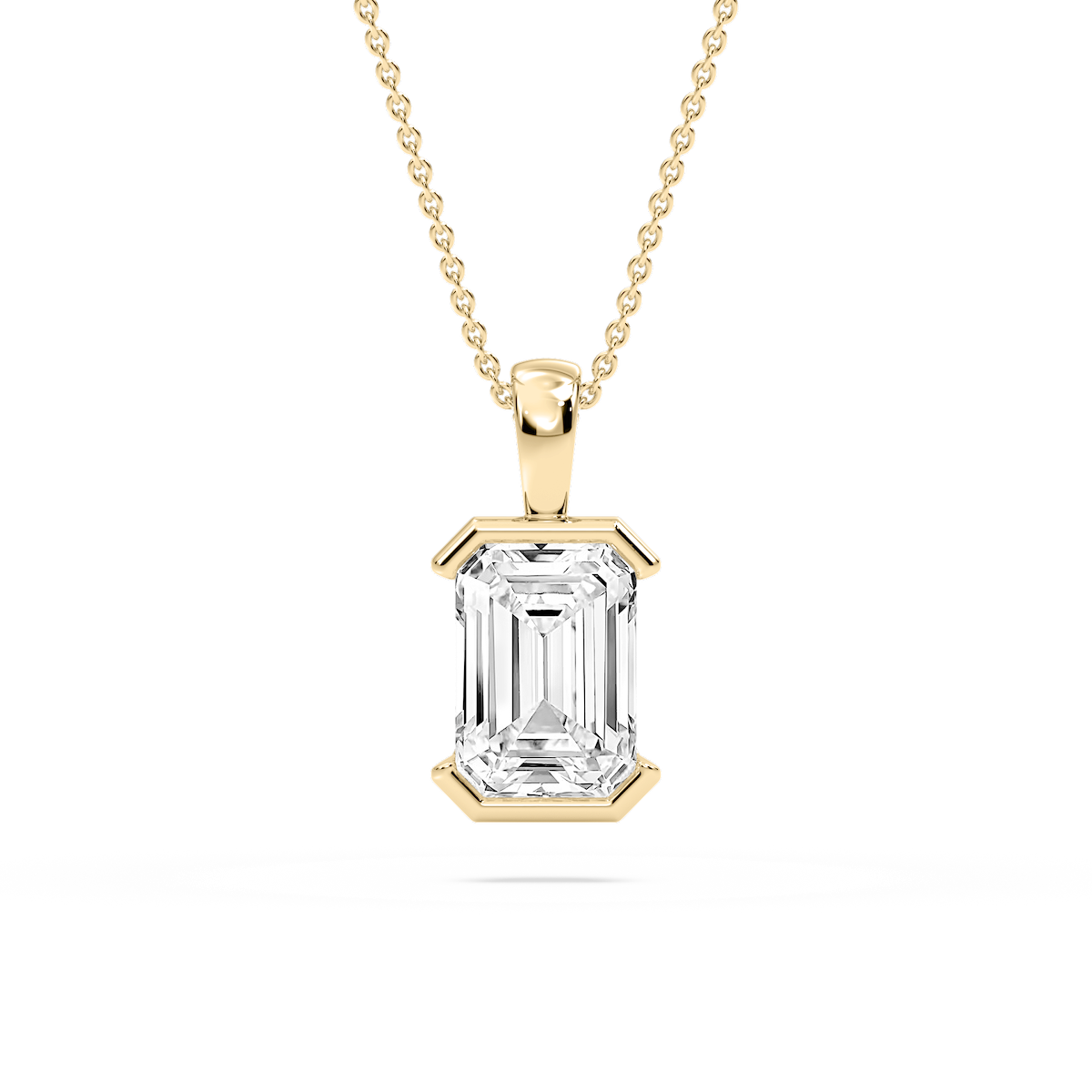 Emerald Lab Grown Diamond Half Bezel Solitaire Pendant
