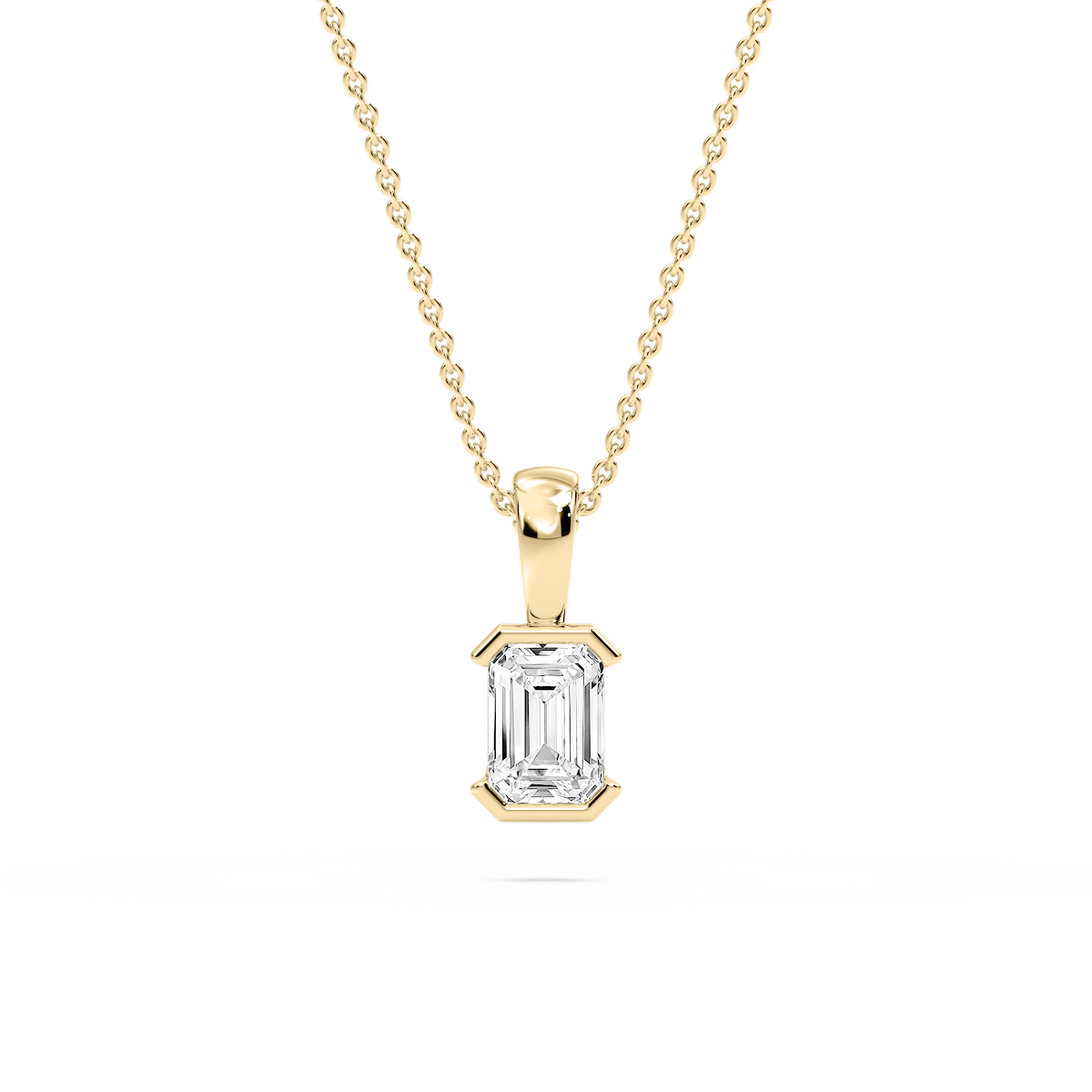 Emerald Lab Grown Diamond Half Bezel Solitaire Pendant