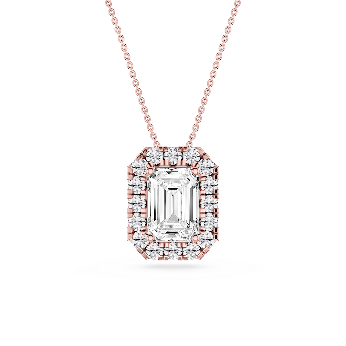 Emerald Lab Grown Diamond Halo Slide Pendant - 16 to 18 Inches