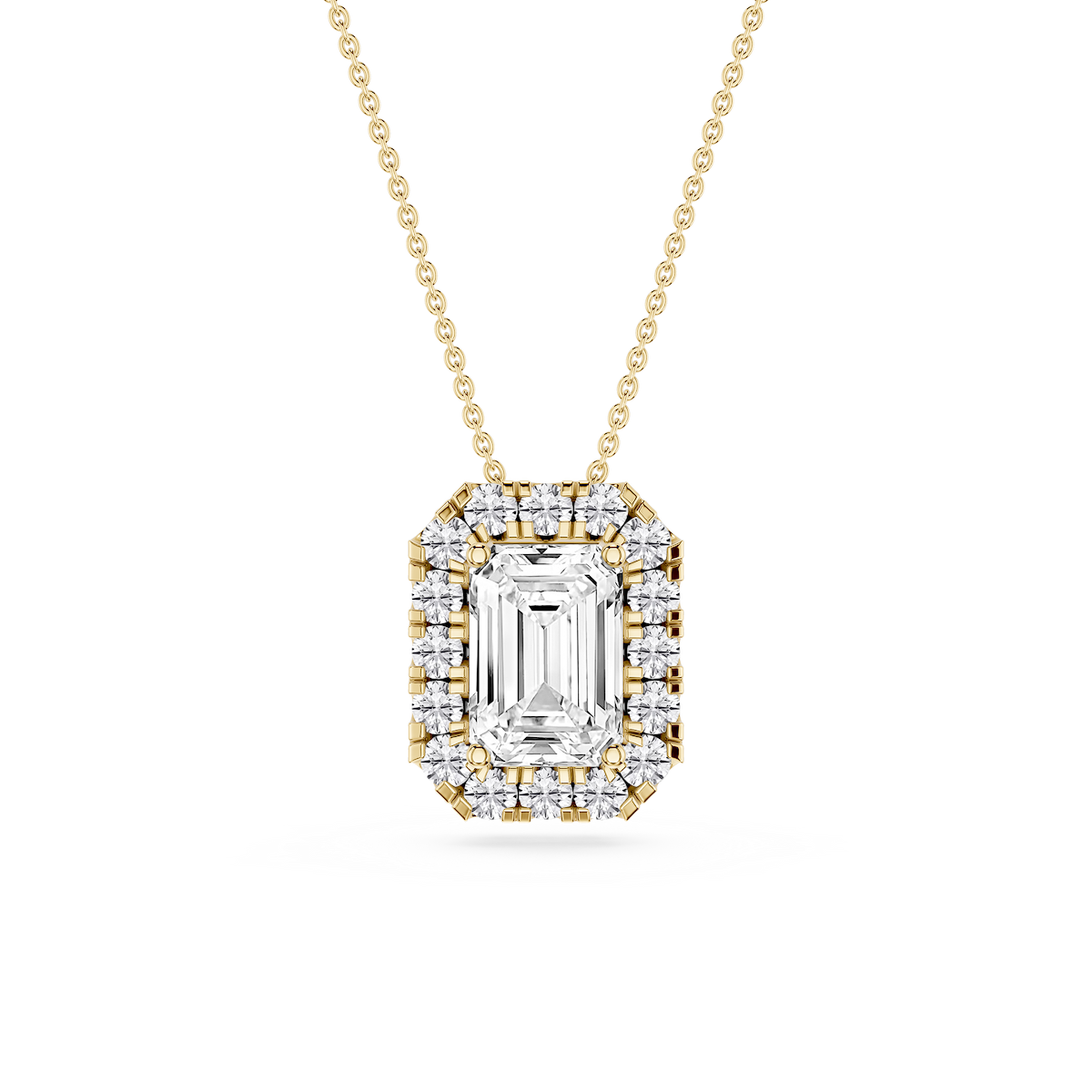 Emerald Lab Grown Diamond Halo Slide Pendant - 16 to 18 Inches