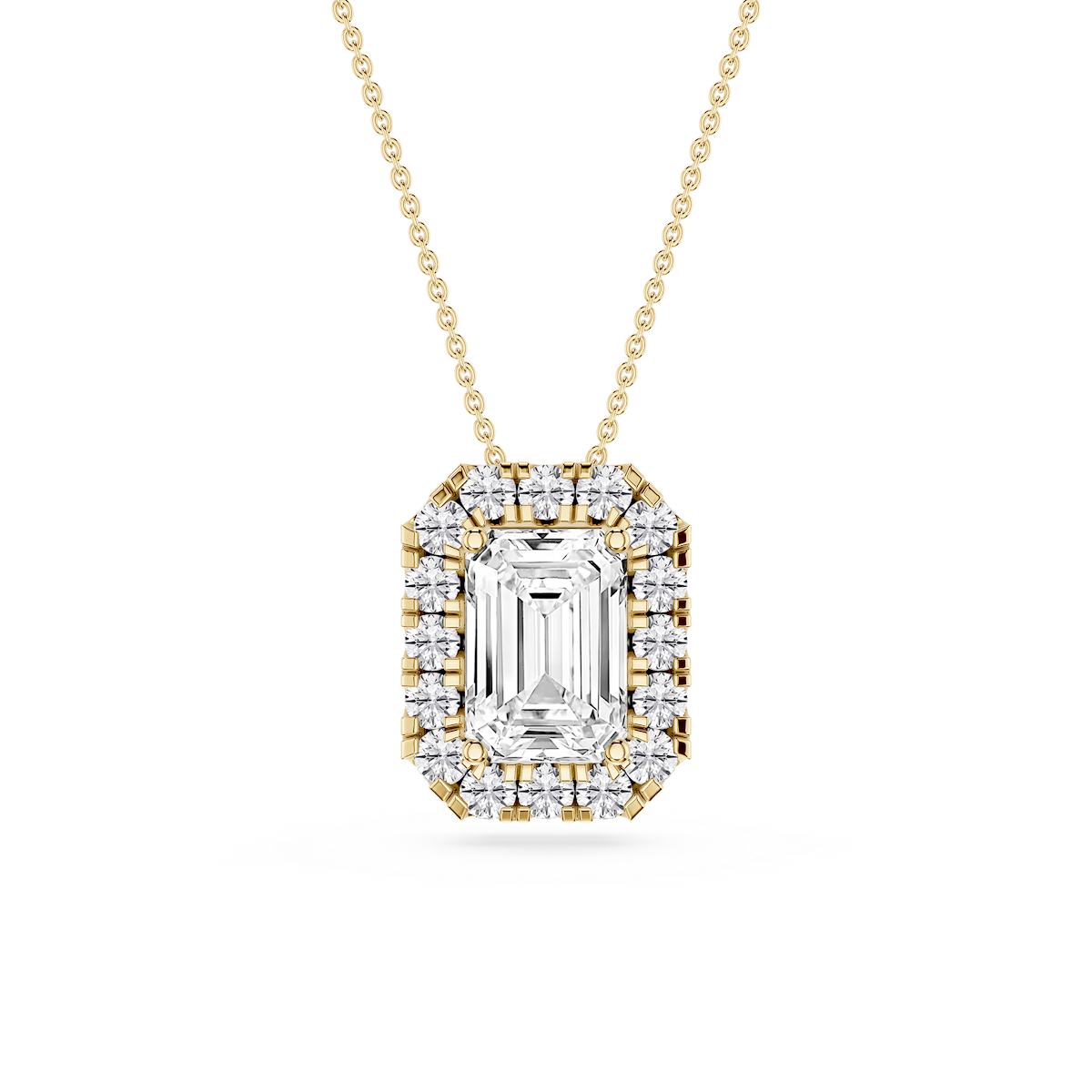Emerald Lab Grown Diamond Halo Slide Pendant - 16 to 18 Inches