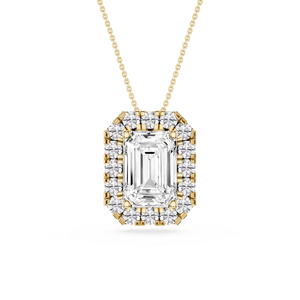 Emerald Lab Grown Diamond Halo Slide Pendant - 16 to 18 Inches