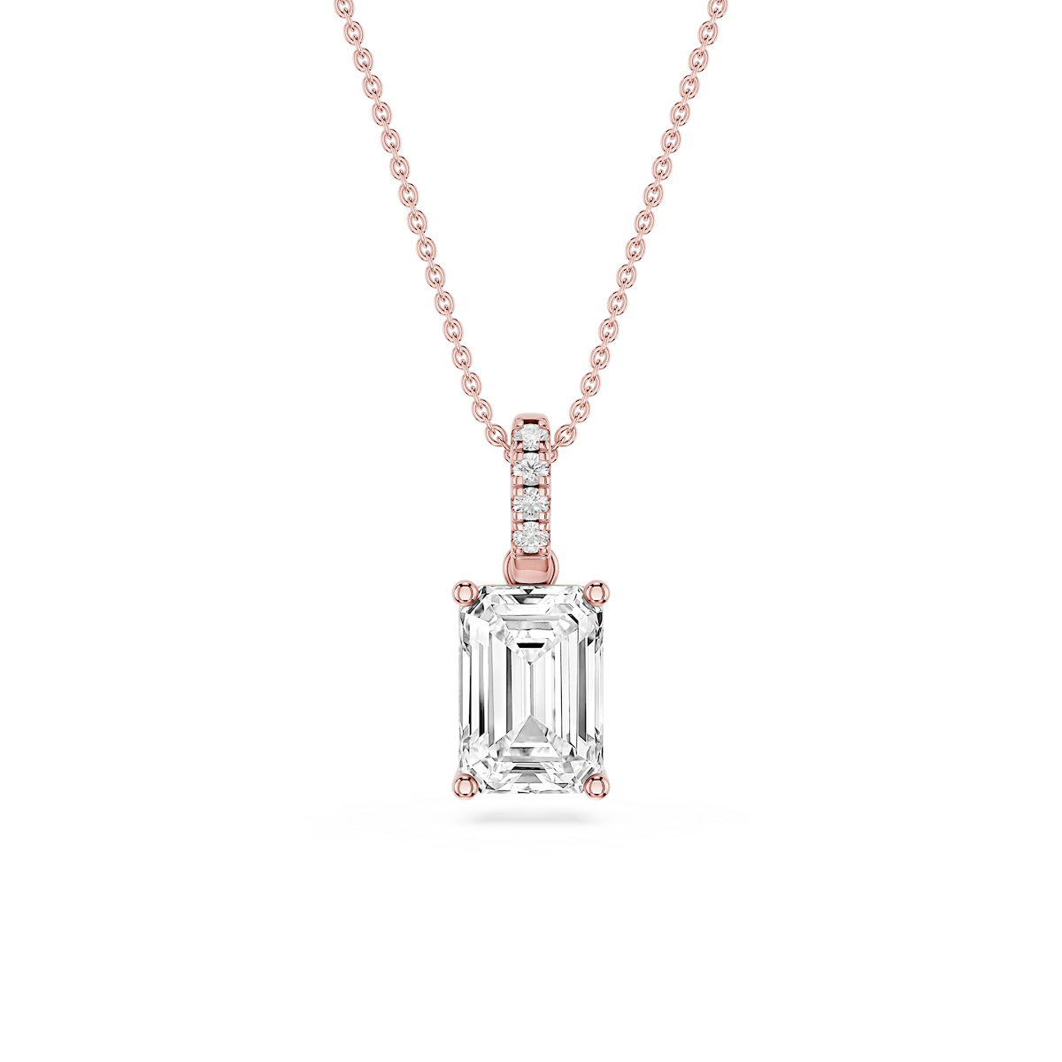 Emerald Lab Grown Diamond Hidden Halo Pendant - 16 to 18 Inches