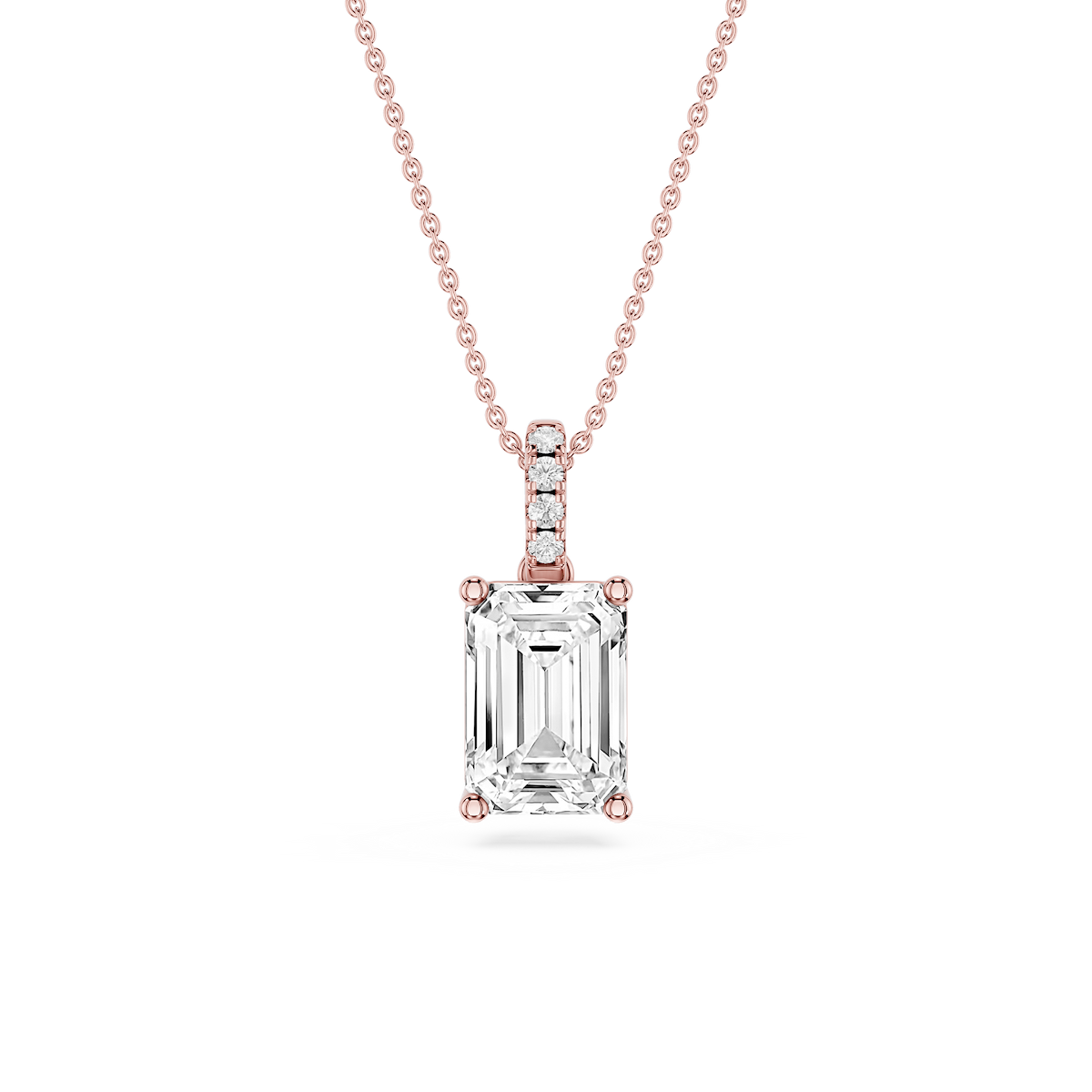 Emerald Lab Grown Diamond Hidden Halo Pendant - 16 to 18 Inches